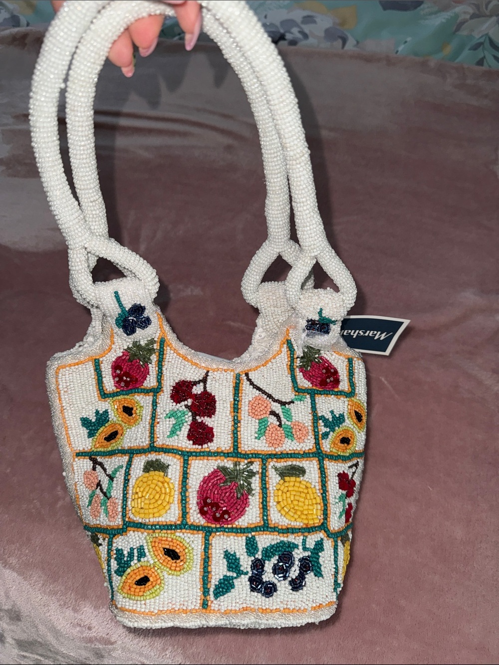 Multicolor fruit beaded bag NWT